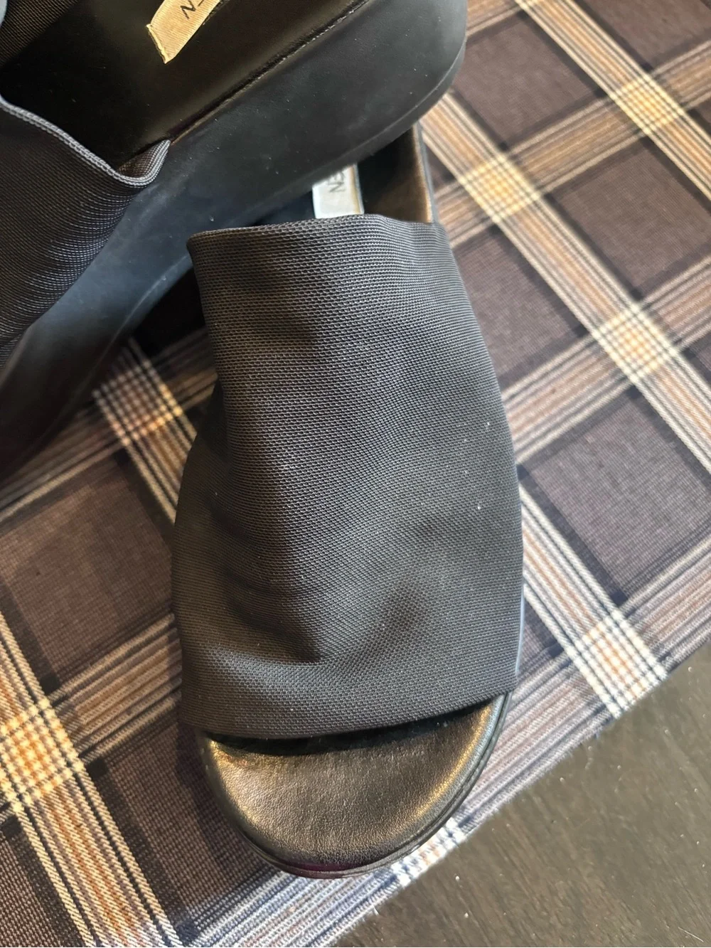 Vintage Steve Madden Black Fabric Slide Mules
